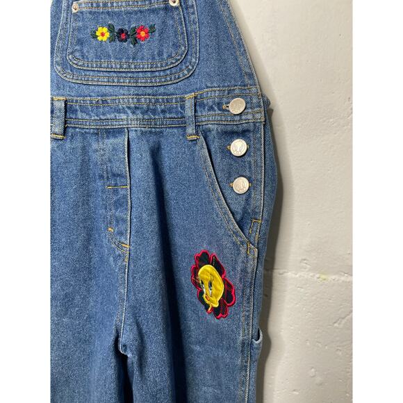 Vintage Tweety Bird Girls Denim Overalls 5T Embroidered - Picture 4 of 9